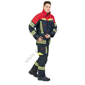 Ubranie bojowe FIRE FLEX – granatowo-czerwony NOMEX® NXT (CNBOP) + napisy